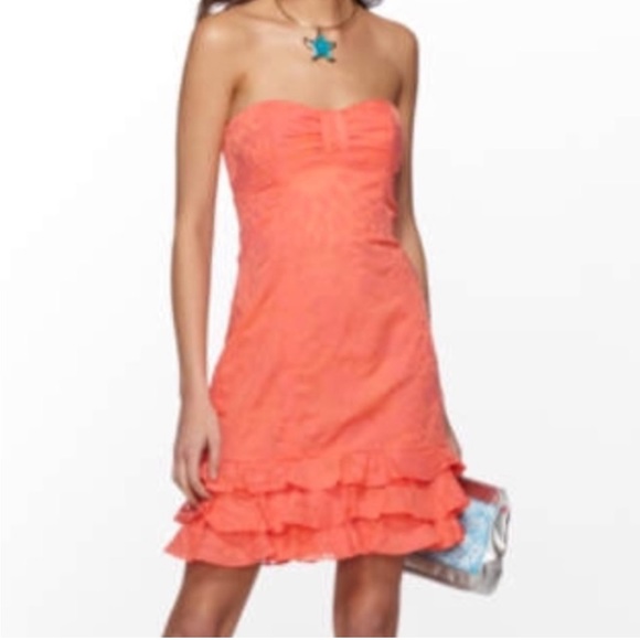 Lilly Pulitzer | Lu Dress | Ginger Orange Hot Fun Stapless Party Dress